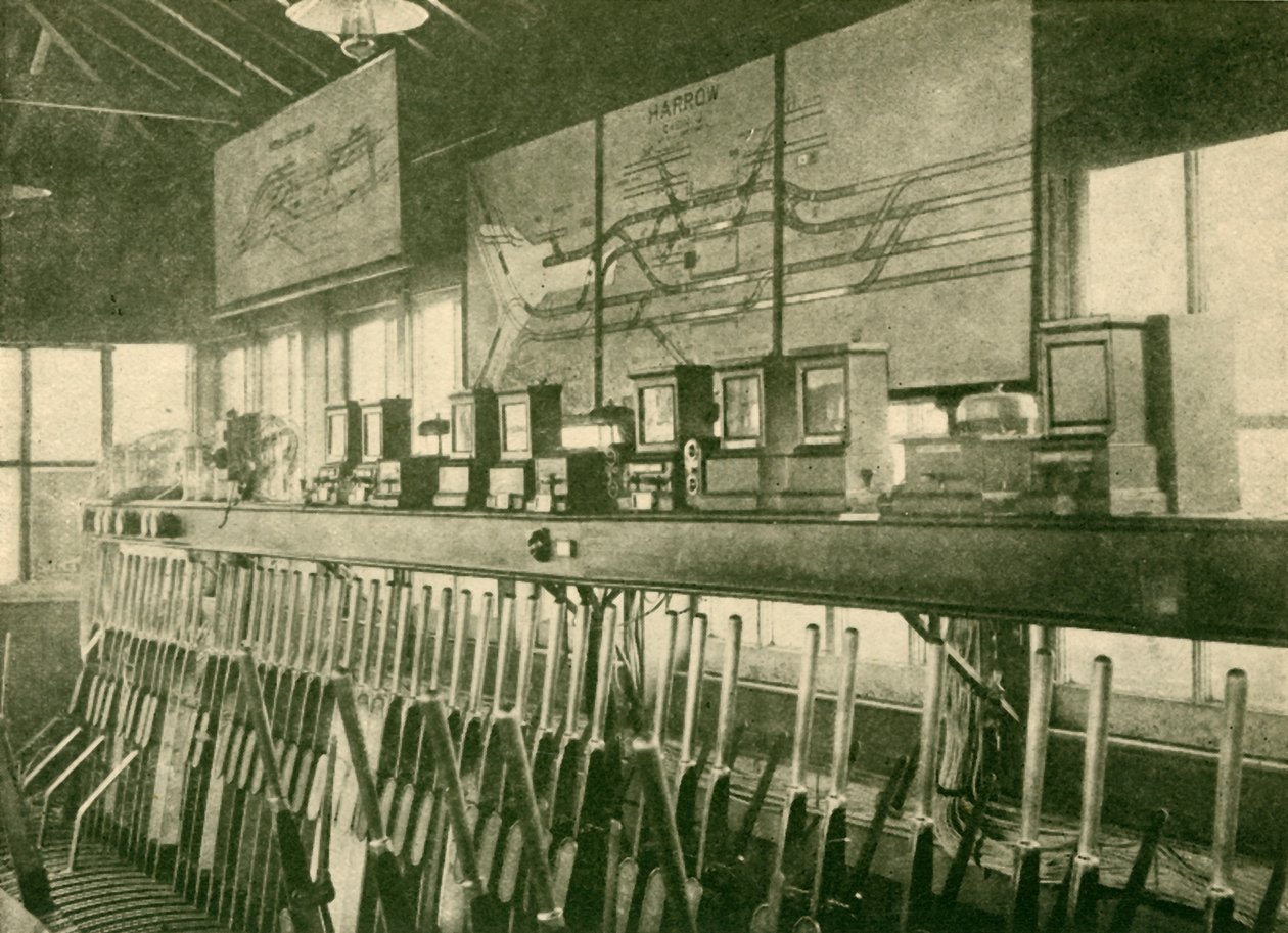 Zugbewegungsdiagramm im Stellwerk, Metropolitan Railway, 1930 von Unbekannt