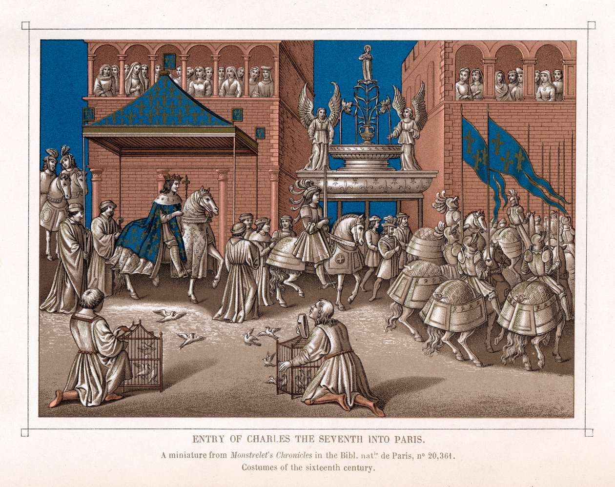 Triumphaler Einzug von Karl VII., König von Frankreich, in Paris, um 1435 von Unbekannt