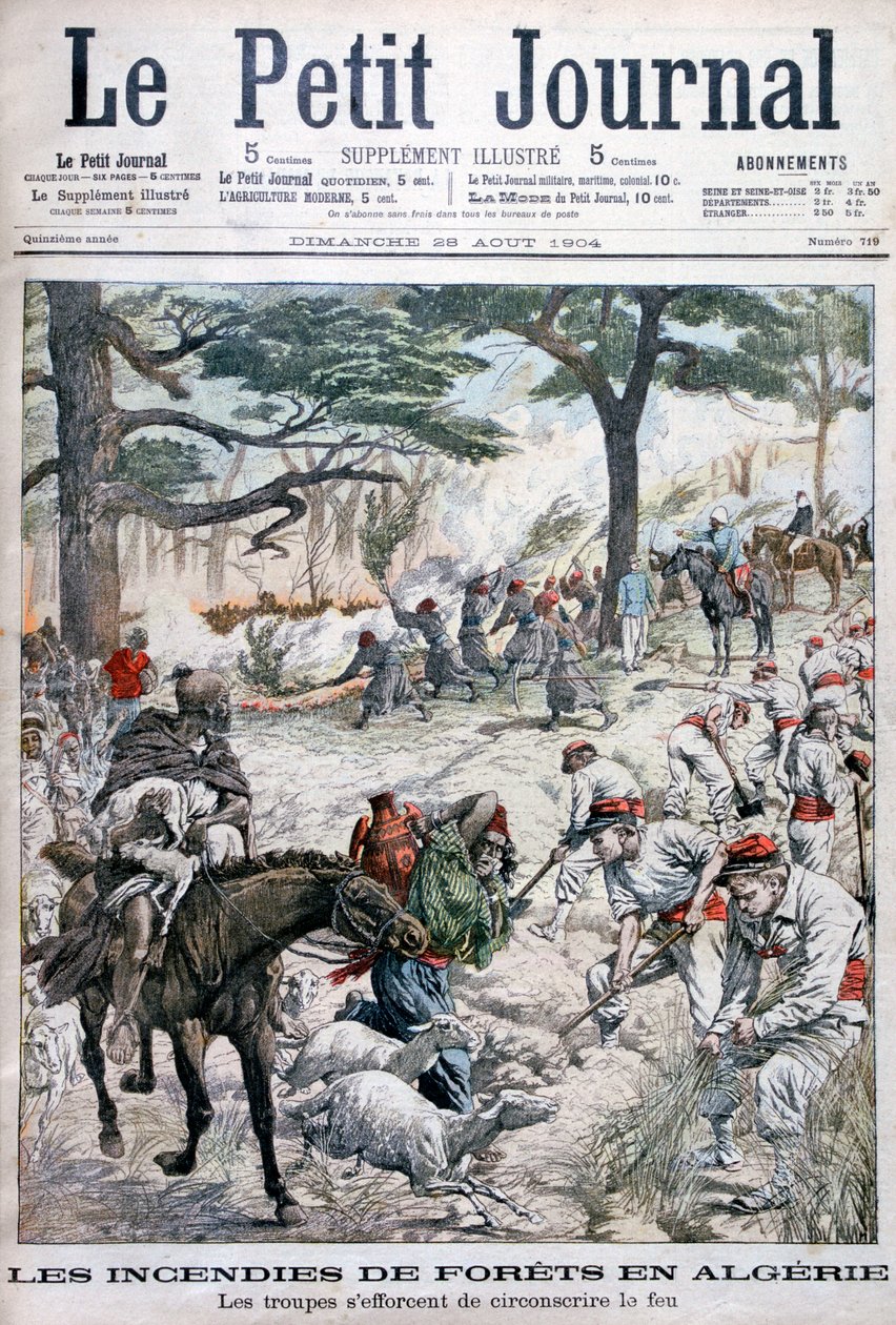 Truppen versuchen, einen Waldbrand einzudämmen, Algerien, 1904 von Unbekannt