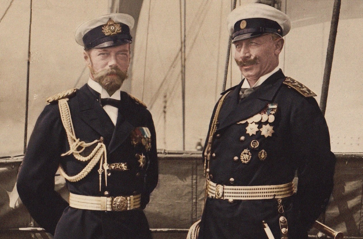 Zar Nikolaus II. und Kaiser Wilhelm II. in Björkö, 1905 von Unbekannt