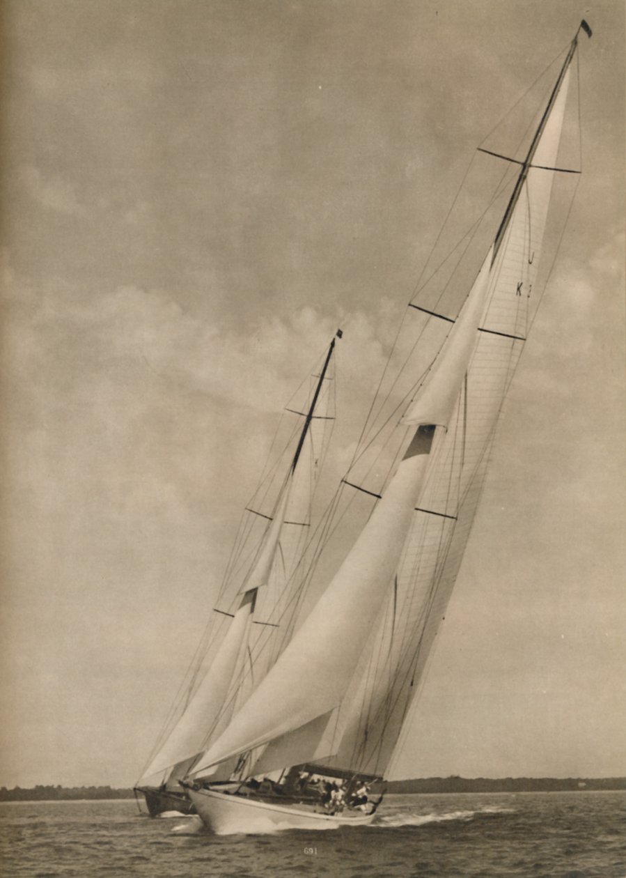 Zwei berühmte Yachten in einem aufregenden Wettkampf, 1936 von Unbekannt
