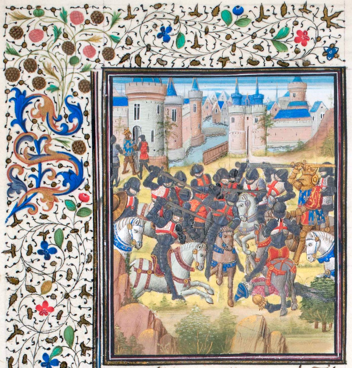 Sieg von Richard Löwenherz über Philipp August im Jahr 1198. Miniatur aus der Historia von Wilhelm von Tyrus, 1460er Jahre von Unbekannt