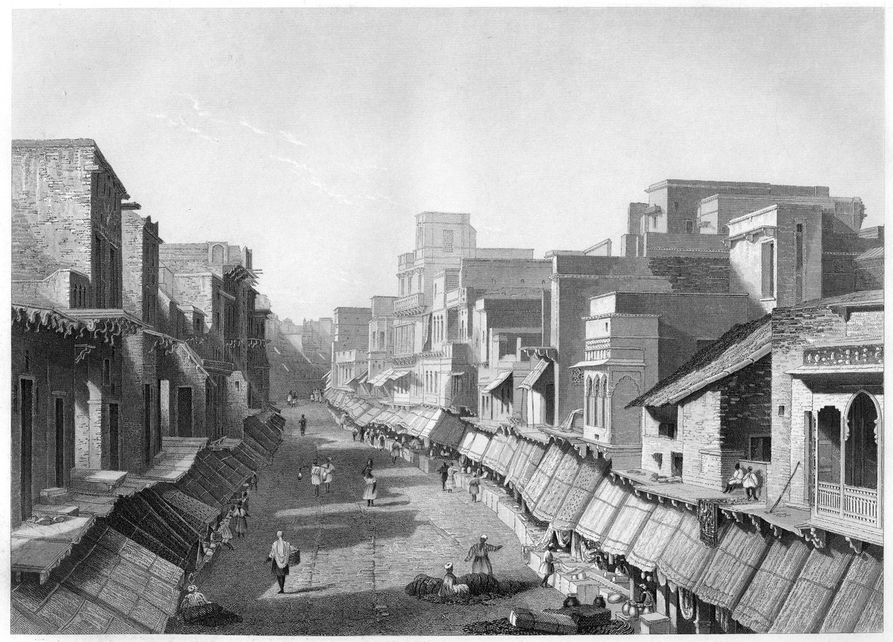 Blick auf die Hauptstraße, Agra, ca. 1860 von Unbekannt