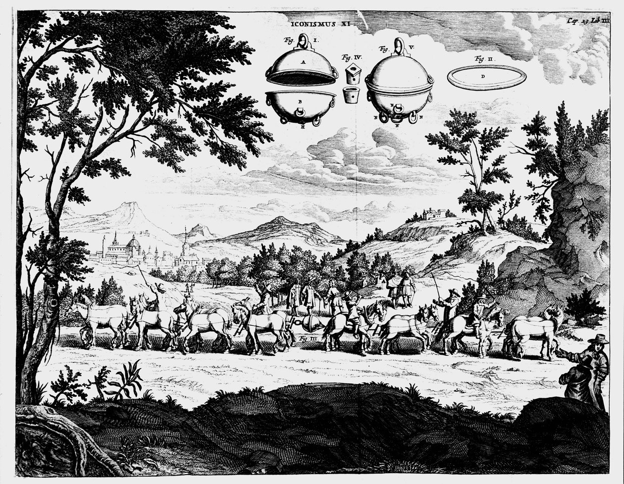Von Guerickes Demonstration der Stärke des Luftdrucks, 1672 von Unbekannt