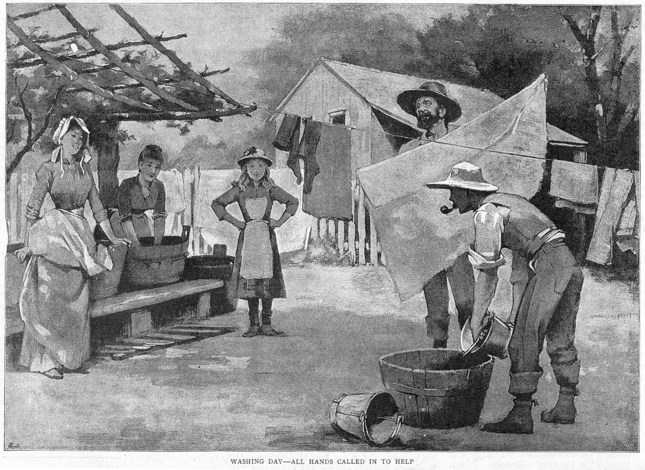 Waschtag - Alle Hände helfen mit, 1889 von Unbekannt