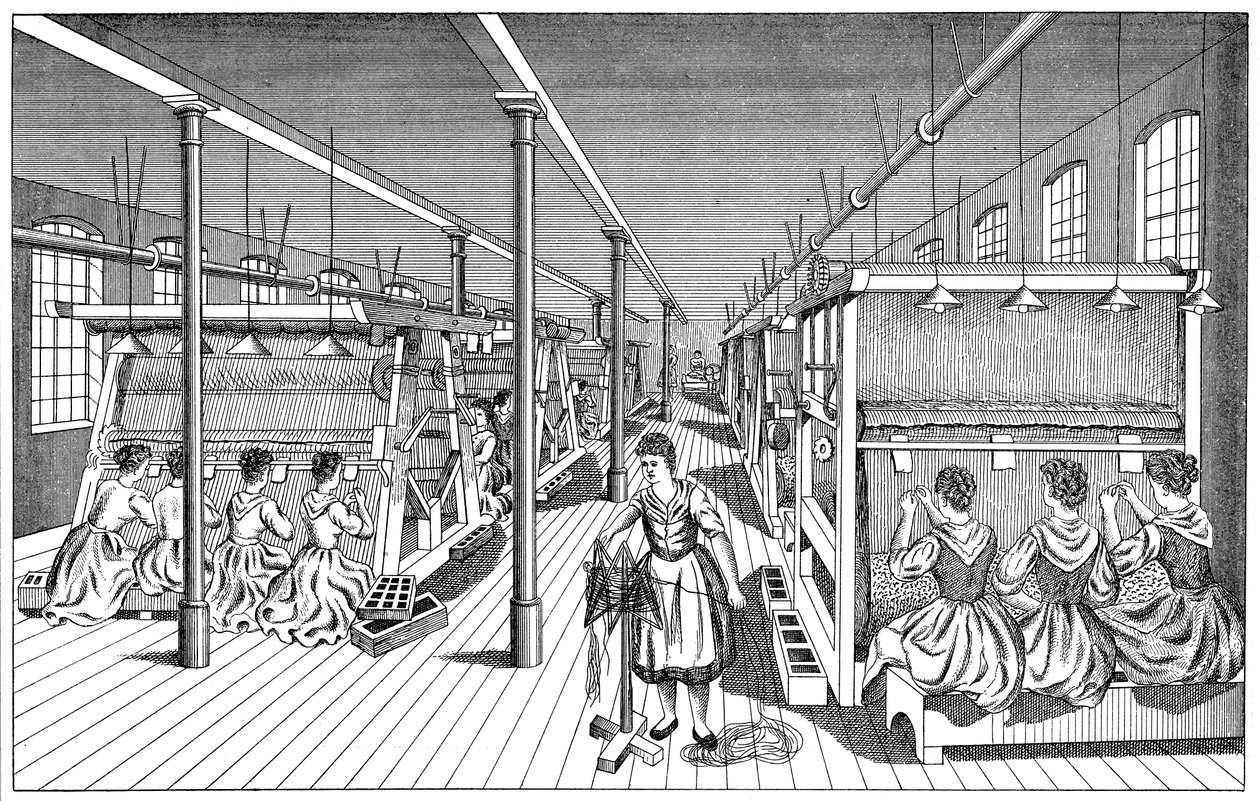Arbeiterinnen in einer Teppichfabrik, c1895 von Unbekannt