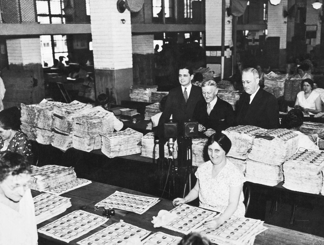 Arbeiter beim Geldmachen, Washington, D.C., ca. 1929 von Unbekannt