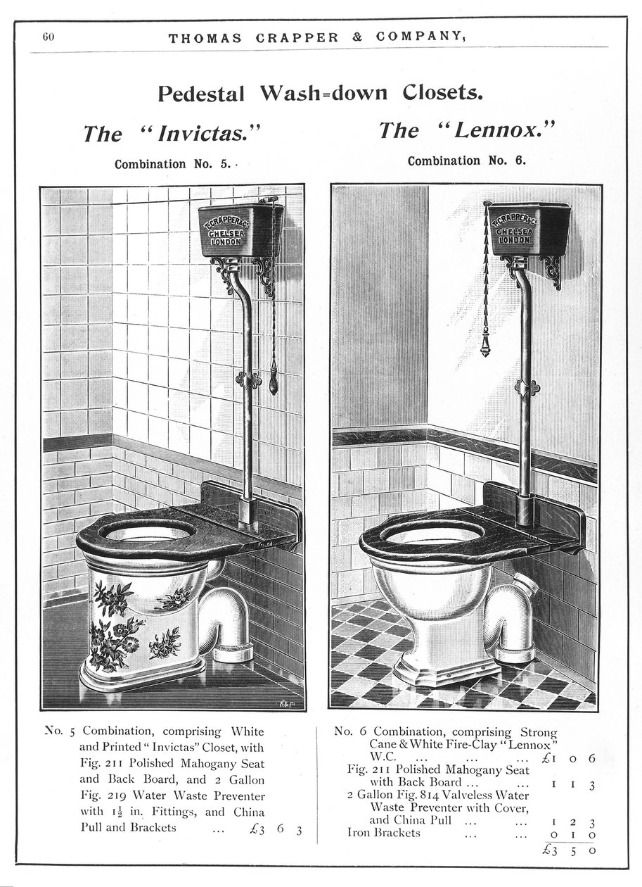 Modelle von Toiletten mit Spülkasten von Unbekannt