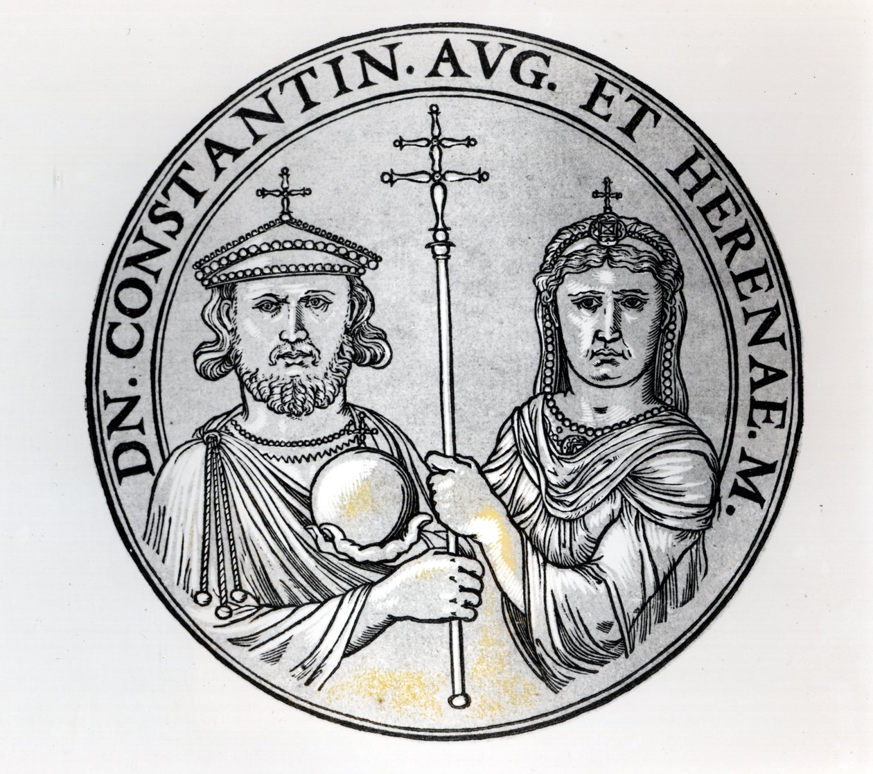 Konstantin VI. (770-ca.797 n. Chr.) und seine Mutter Irene (Stich) von Unbekannt Unbekannt