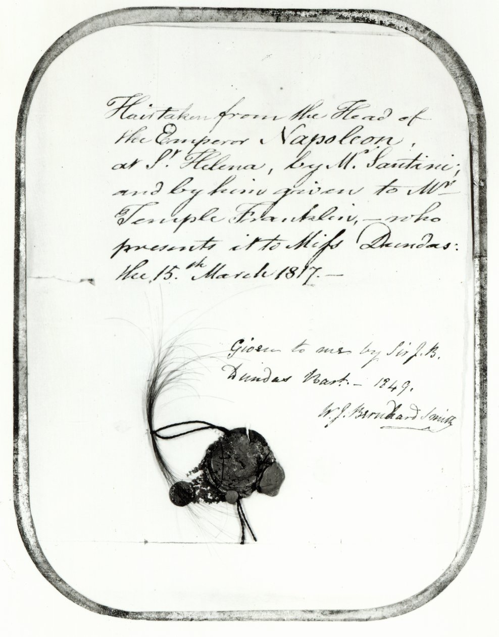 Haar vom Kopf von Kaiser Napoleon, geschnitten von Giovanni Natale Santini und ihm gegeben an William Temple Franklin, 1816 von Unbekannt Unbekannt