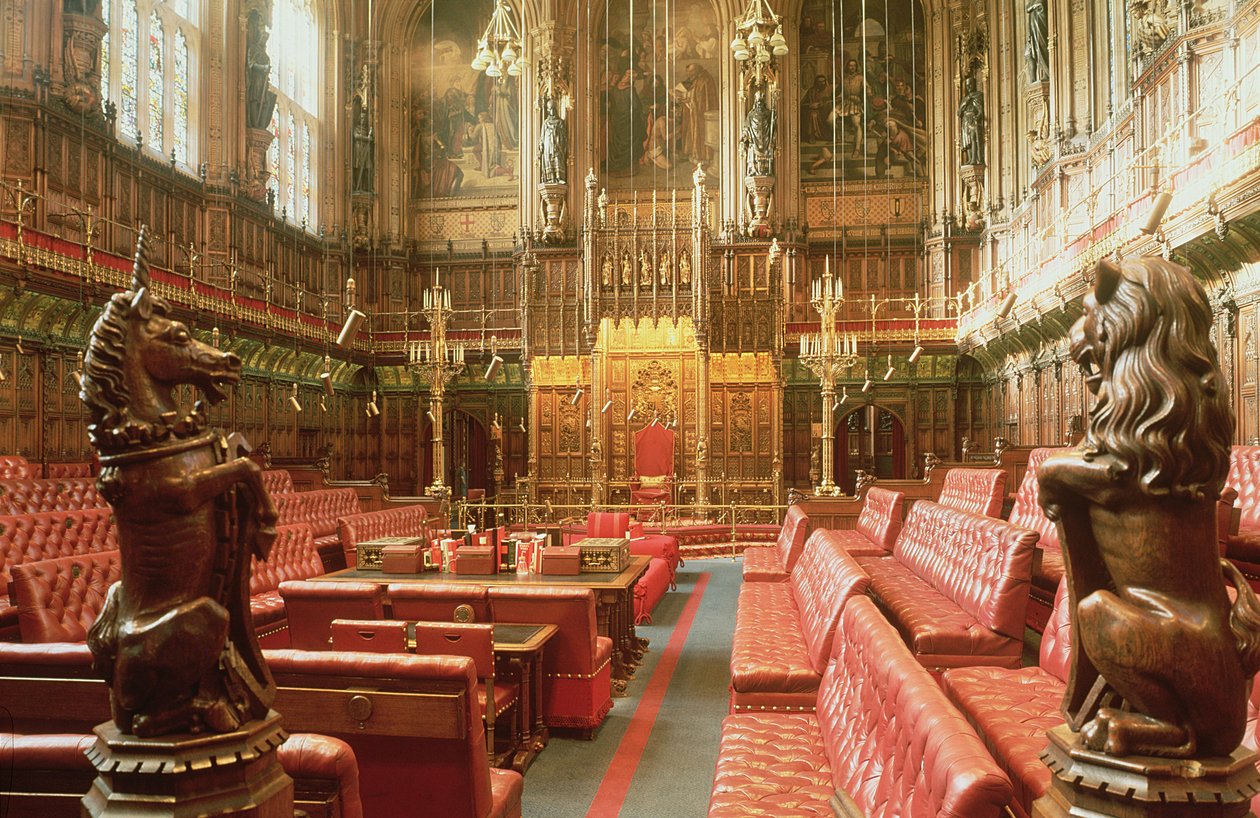 Palast von Westminster, Innenraum des House of Lords ca. 1844, Augustus Welby Pugin (1812-52) von Unbekannt Unbekannt