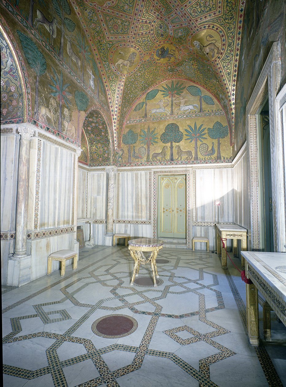 Sala di Ruggero von arabischen und byzantinischen Handwerkern, Palazzo dei Normanni, Palermo, Italien von Unbekannt Unbekannt