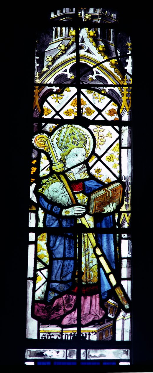 St. Cuthbert trägt den Kopf von König Oswald (britisch, 15. Jahrhundert) von Unbekannt Unbekannt