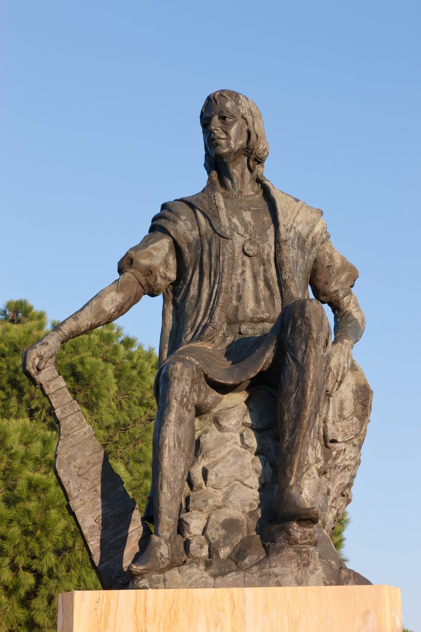 Statue von Christoph Kolumbus im Kloster La Rabida, Provinz Huelva, Andalusien, Südspanien von Unbekannt Unbekannt