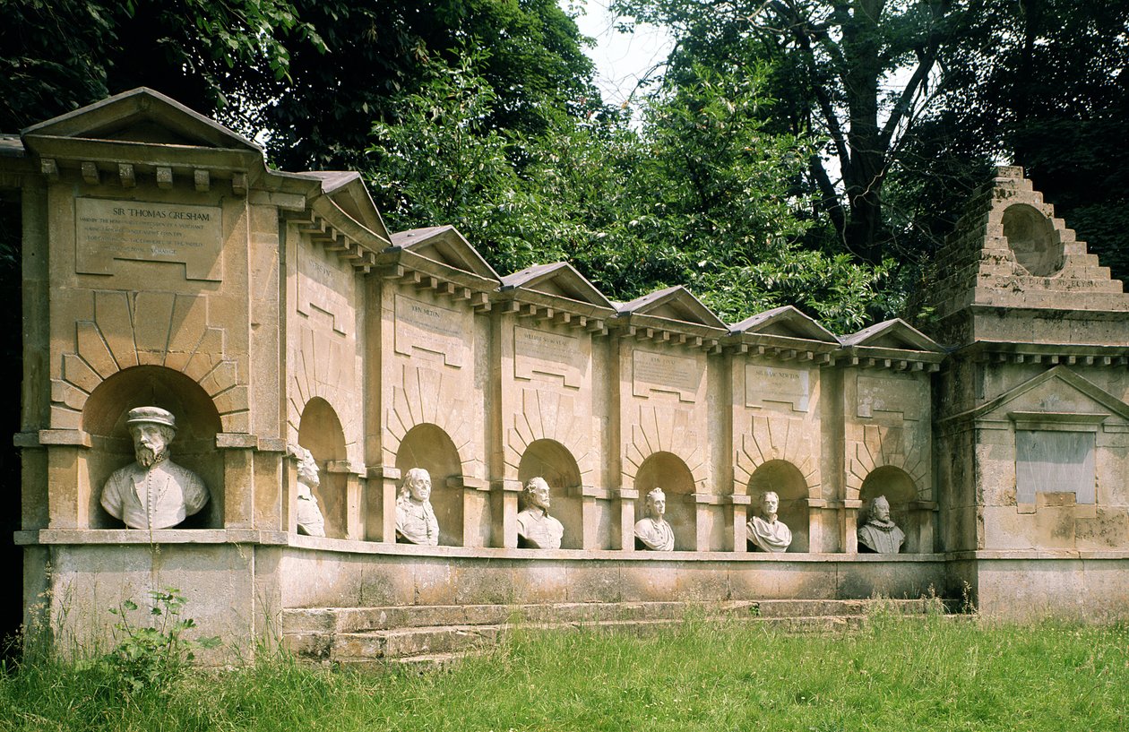 Stowe, William Kent, Tempel der britischen Würdigen, ca. 1735, Buckinghamshire, UK von Unbekannt Unbekannt