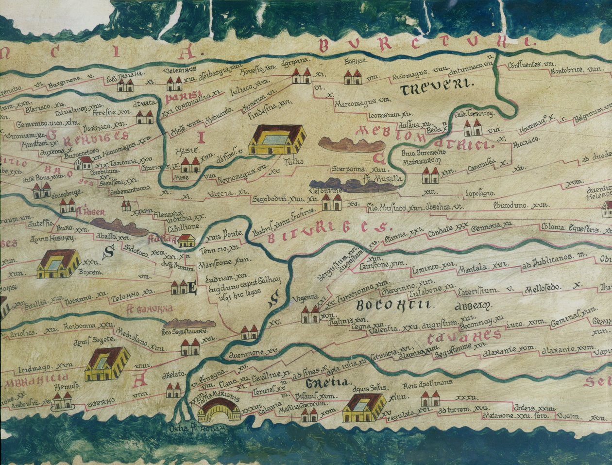 Detail von Gallien aus der Peutinger-Karte, Kopie von Unbekannt Unbekannt