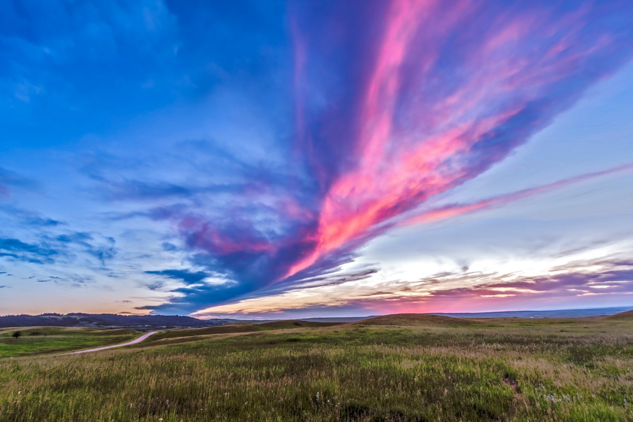 Sonnenuntergang auf der Reesor Ranch, am Rande der Cypress Hills, an der Grenze zwischen Alberta und Saskatchewan, 4. Juli 2014 von Unbekannt Unbekannt