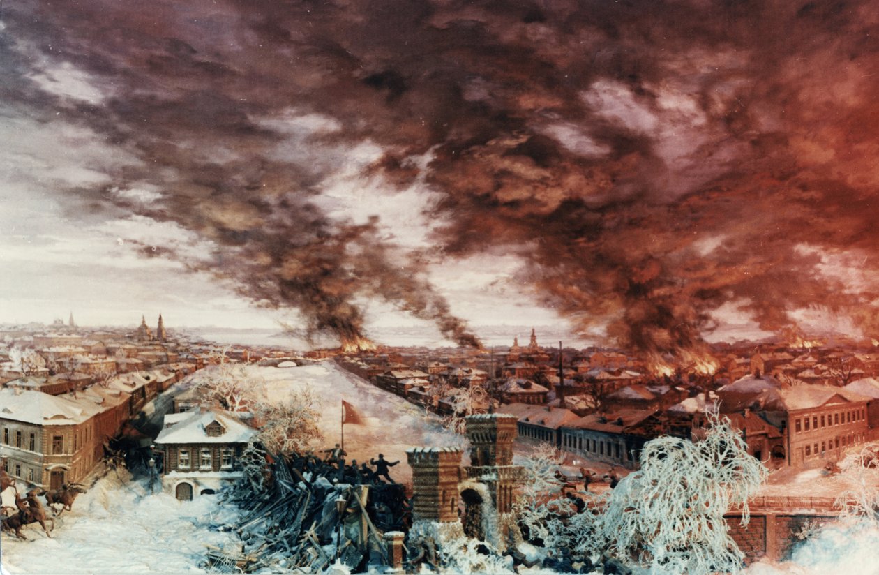 Ein heroisches Presnya im Jahr 1905, ein Gemälde von Yevgeni Deshalyt, das den Aufstand von 1905 darstellt, Museum der Revolution, Moskau von Unbekannt