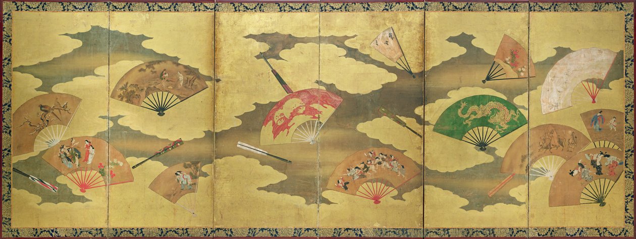 Eine Dekoration aus offenen und geschlossenen Fächern, Momoyama-Periode (1568-1615) von Unbekannt