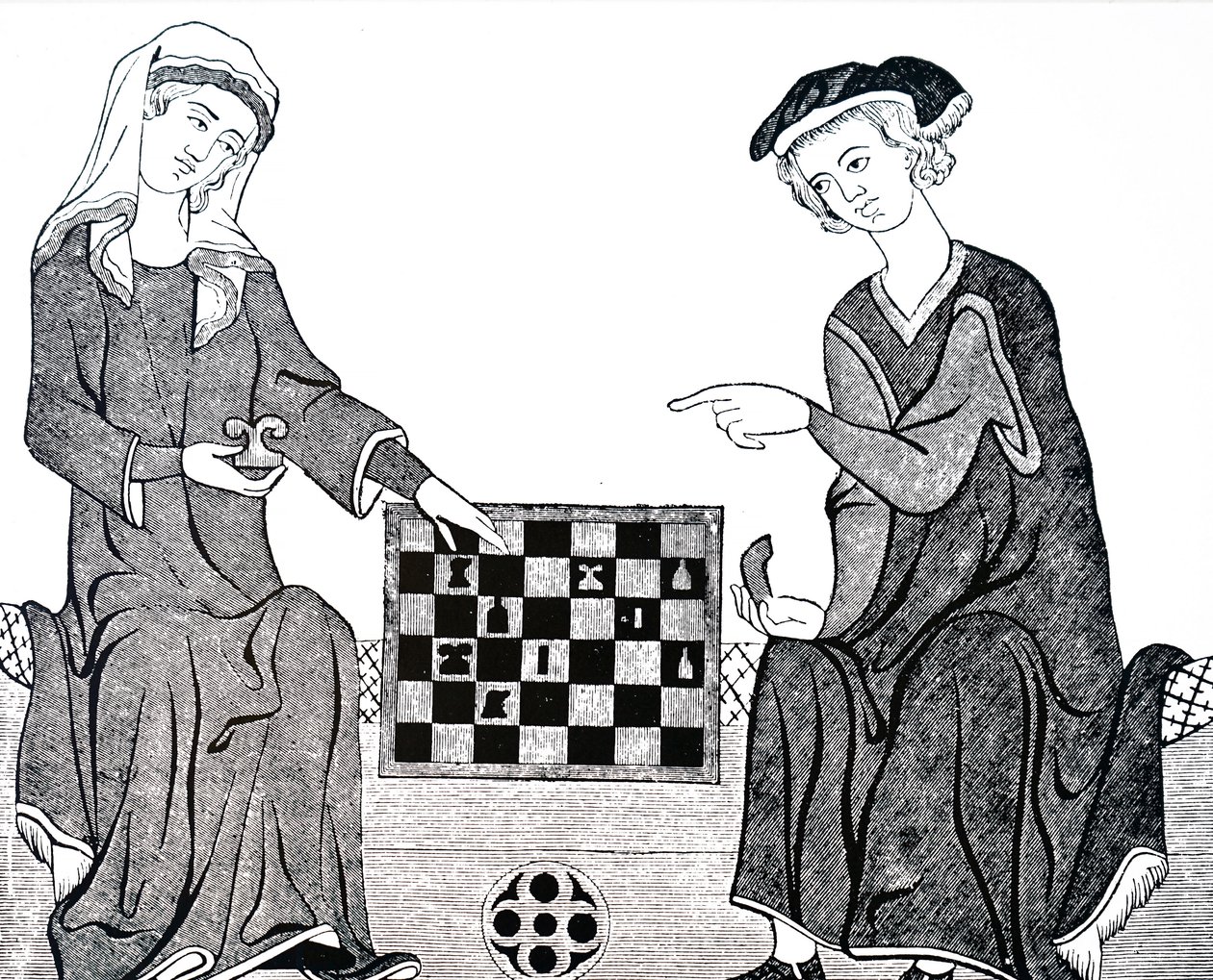 Ein Mann und eine Frau spielen Schach von Unbekannt