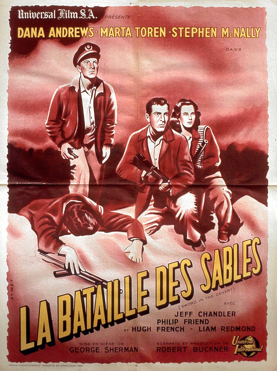 Filmplakat La bataille des sables von George Sherman mit Dana Andrews, Marta Toren und Stephen McNally 1949 von Unbekannt