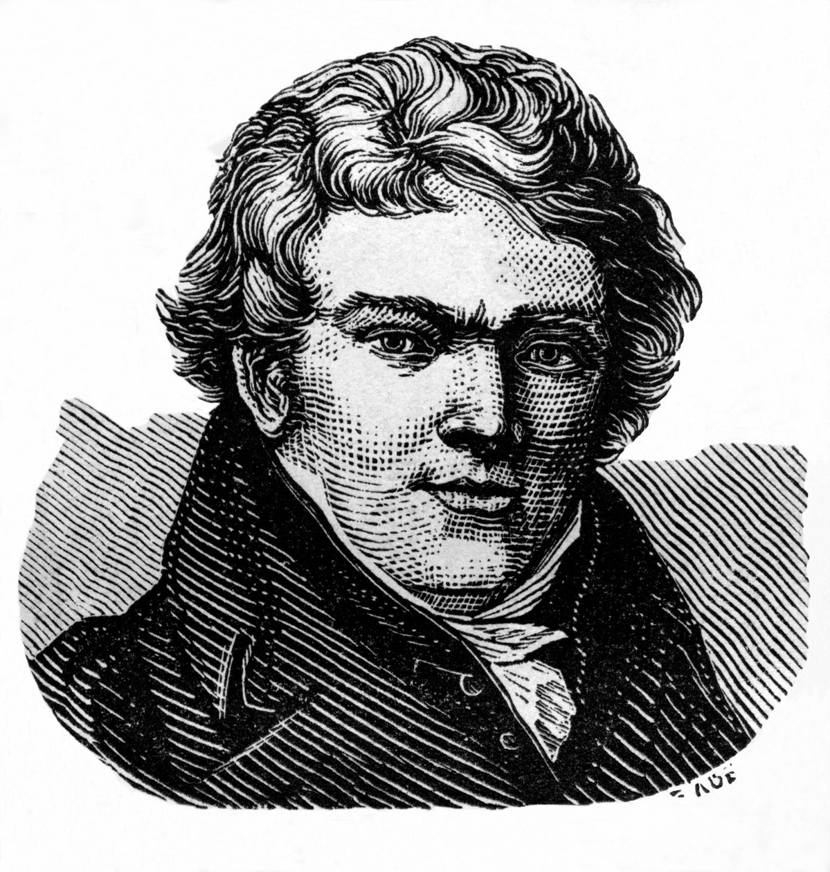 Aloys Senefelder (1771-1834), deutscher Schauspieler und Dramatiker, Erfinder der Lithographie und Drucker. Illustration / Holzstich aus: „Die Welt in Bildern“, veröffentlicht vom Autor Dr. Chr. von Unbekannter Künstler