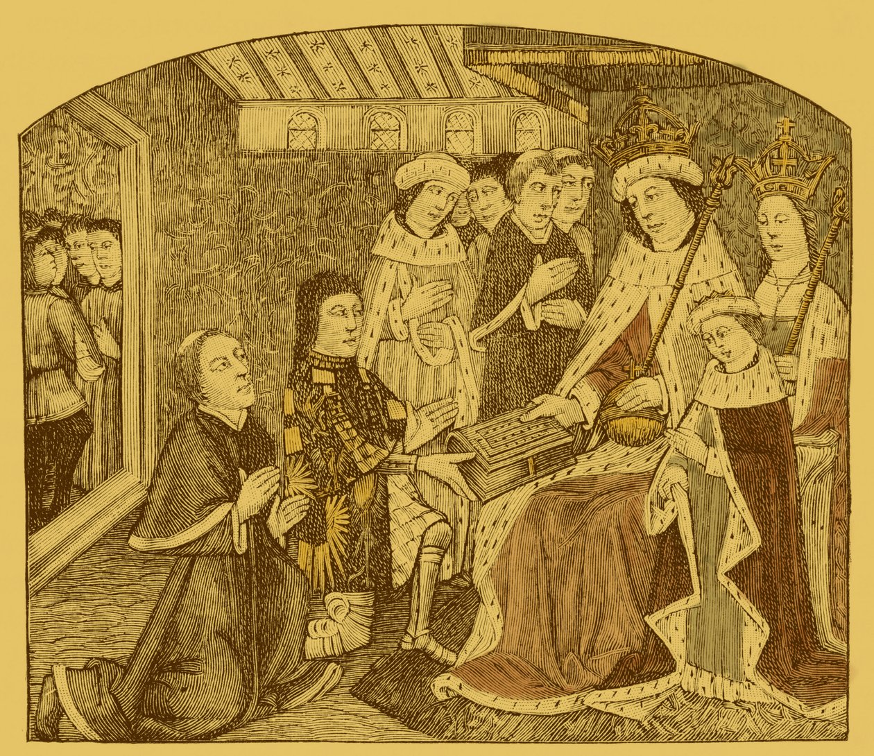 Anthony Woodville überreicht Caxton das erste gedruckte Manuskript von Unbekannter Künstler
