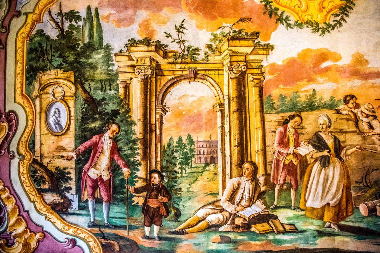 Arcadia Zimmer mit Fresken von Domenico Carella, Palazzo Ducale, Martina Franca, Apulien, Italien, Europa von Unbekannter Künstler