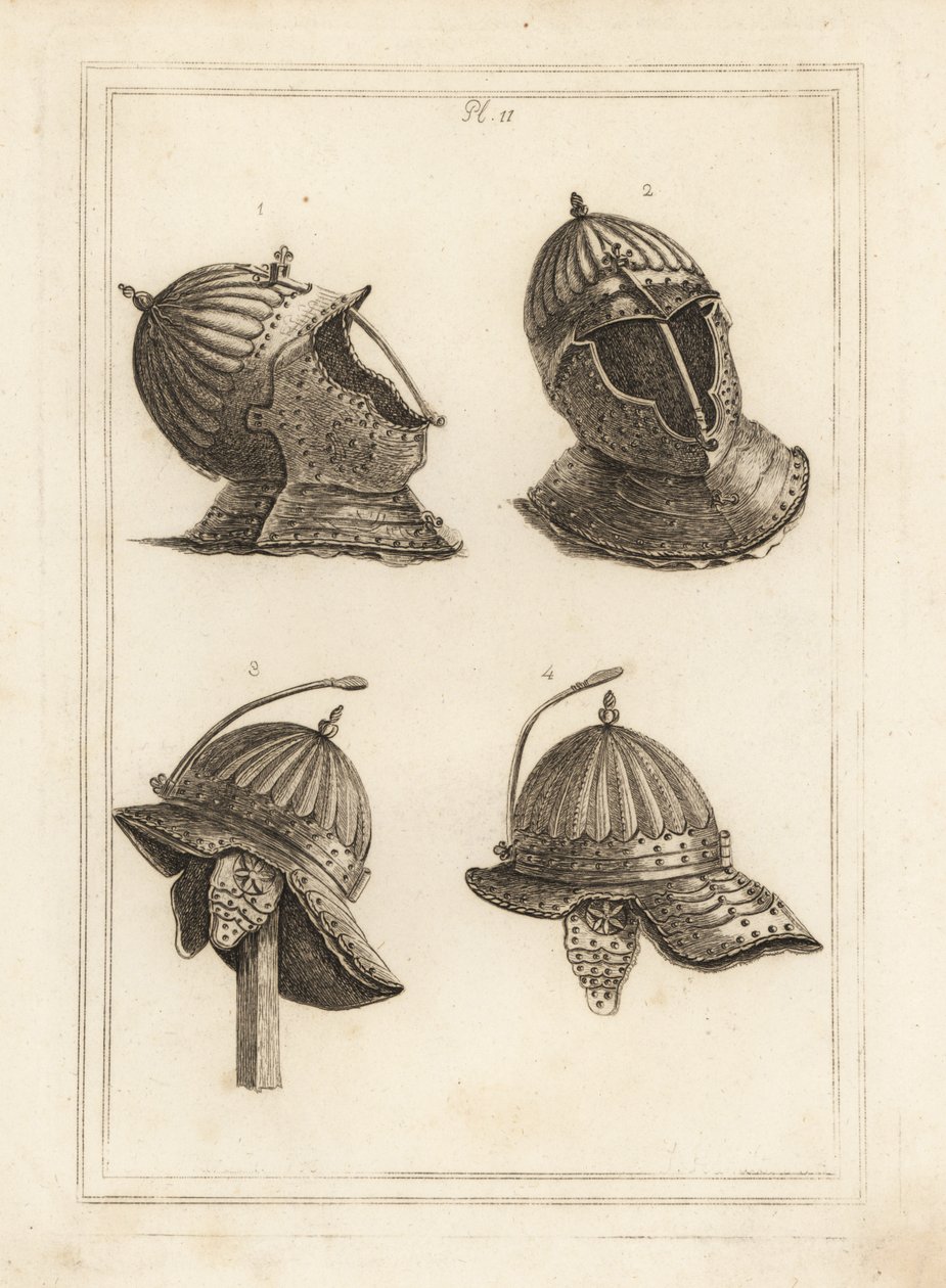 Barhelm und Helm des Herzogs von Monmouth mit einer Federstütze von Unbekannt