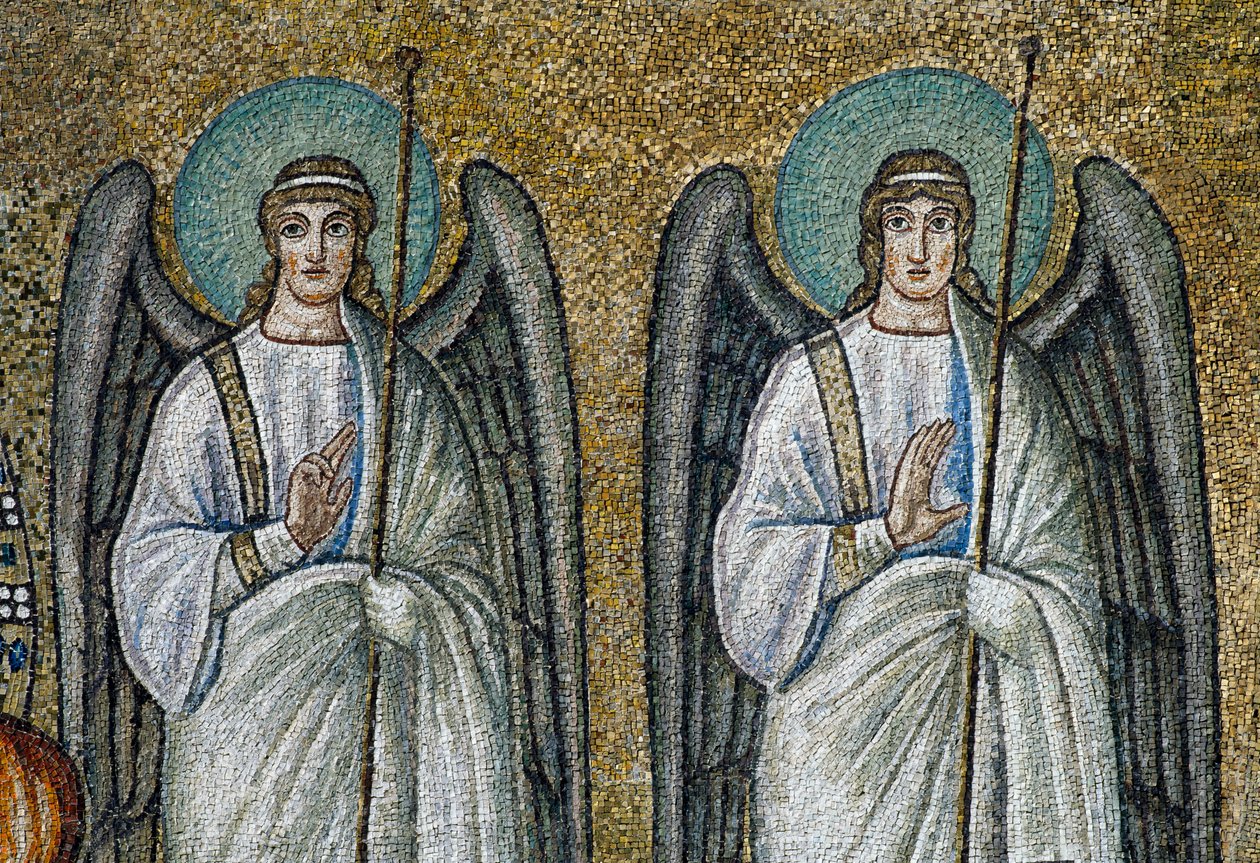 Detail der Mosaiken, die Engelsfiguren darstellen von Benjamin Baud