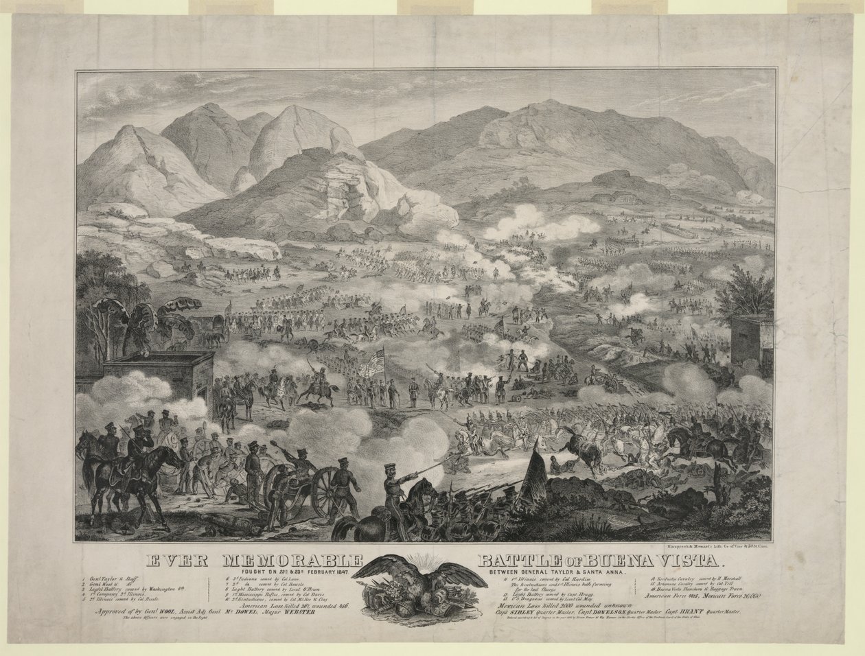 Schlacht von Buena Vista, auch bekannt als Schlacht von Angostura, General Zachary Taylors Truppen zwingen General Antonio Lopez de Santa Anna zum Rückzug, 23. Februar von Unbekannt