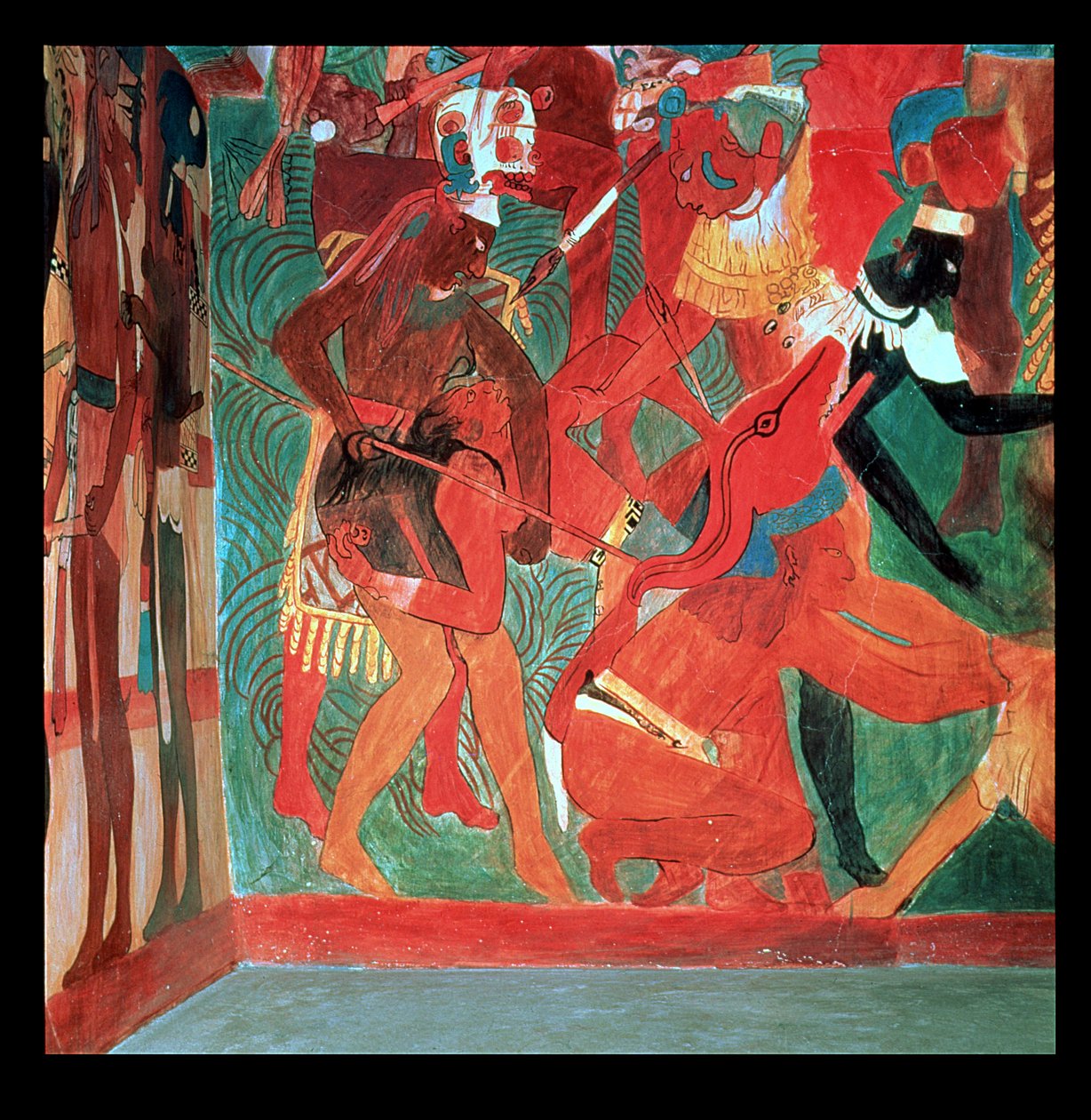 Kampfszene dargestellt in Raum 2 des bemalten Tempels in Bonampak, Maya, Spätklassische Periode, ca. 800 von Unbekannter Künstler