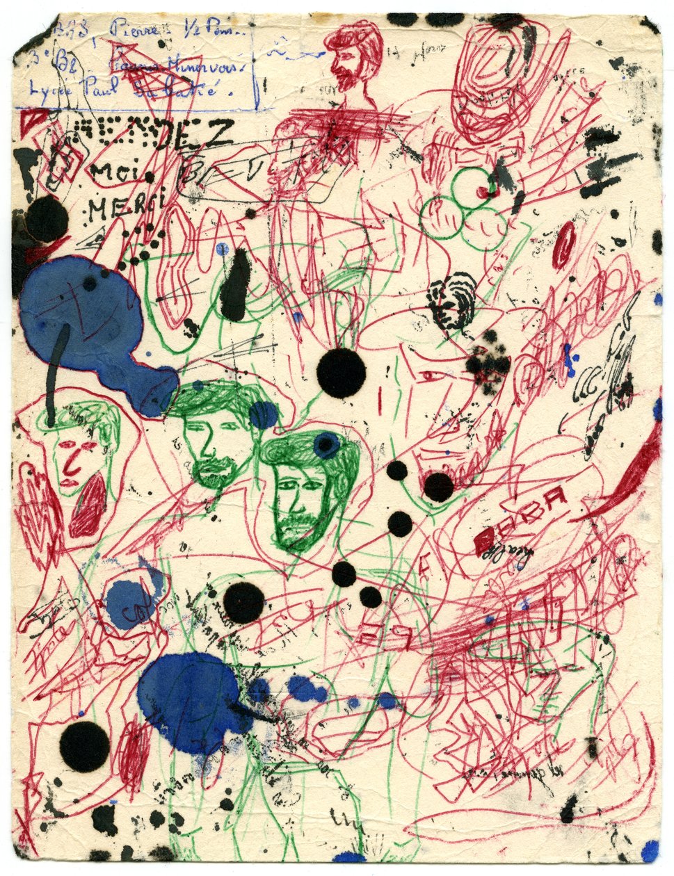 Blotter bedeckt mit Flecken und Kritzeleien, um 1960 von Unbekannter Künstler