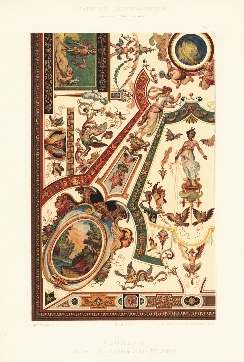 Deckenmalerei in der Uffizien-Galerie, Florenz von Unbekannter Künstler