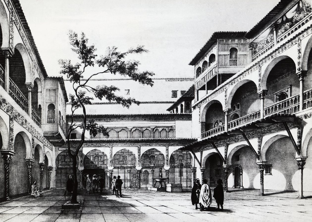 Hof der Kasbah-Festung in Algier von J.B. and Brown J. Rowbotham