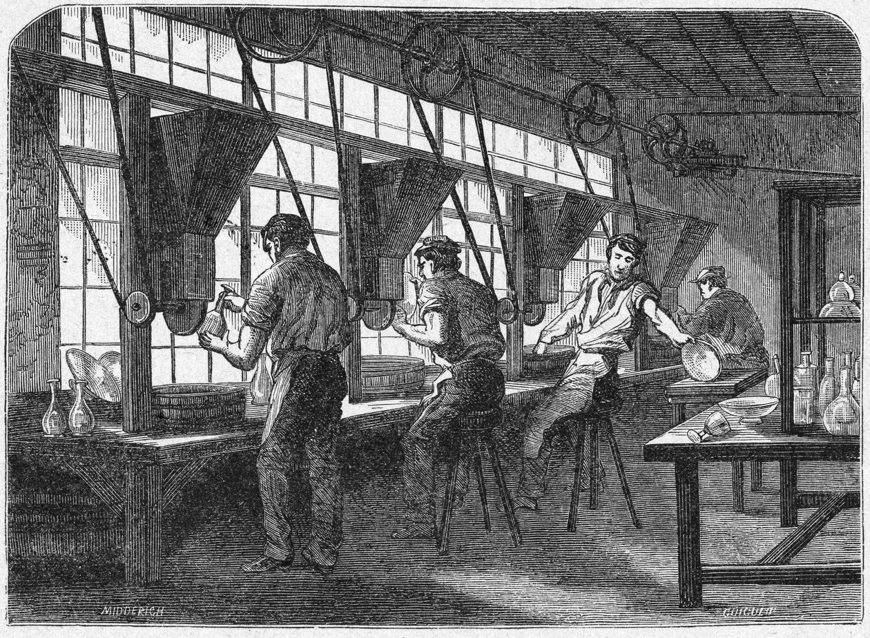 Kristallschneiden, ca. 1880 (Gravur) von Unbekannter Künstler