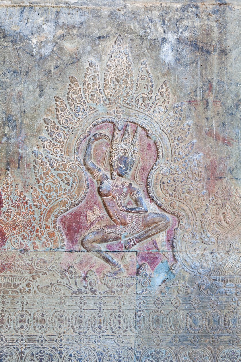 Tanzende Apsara-Relief an der äußeren Westwand, Angkor Wat, Kambodscha von Unbekannter Künstler