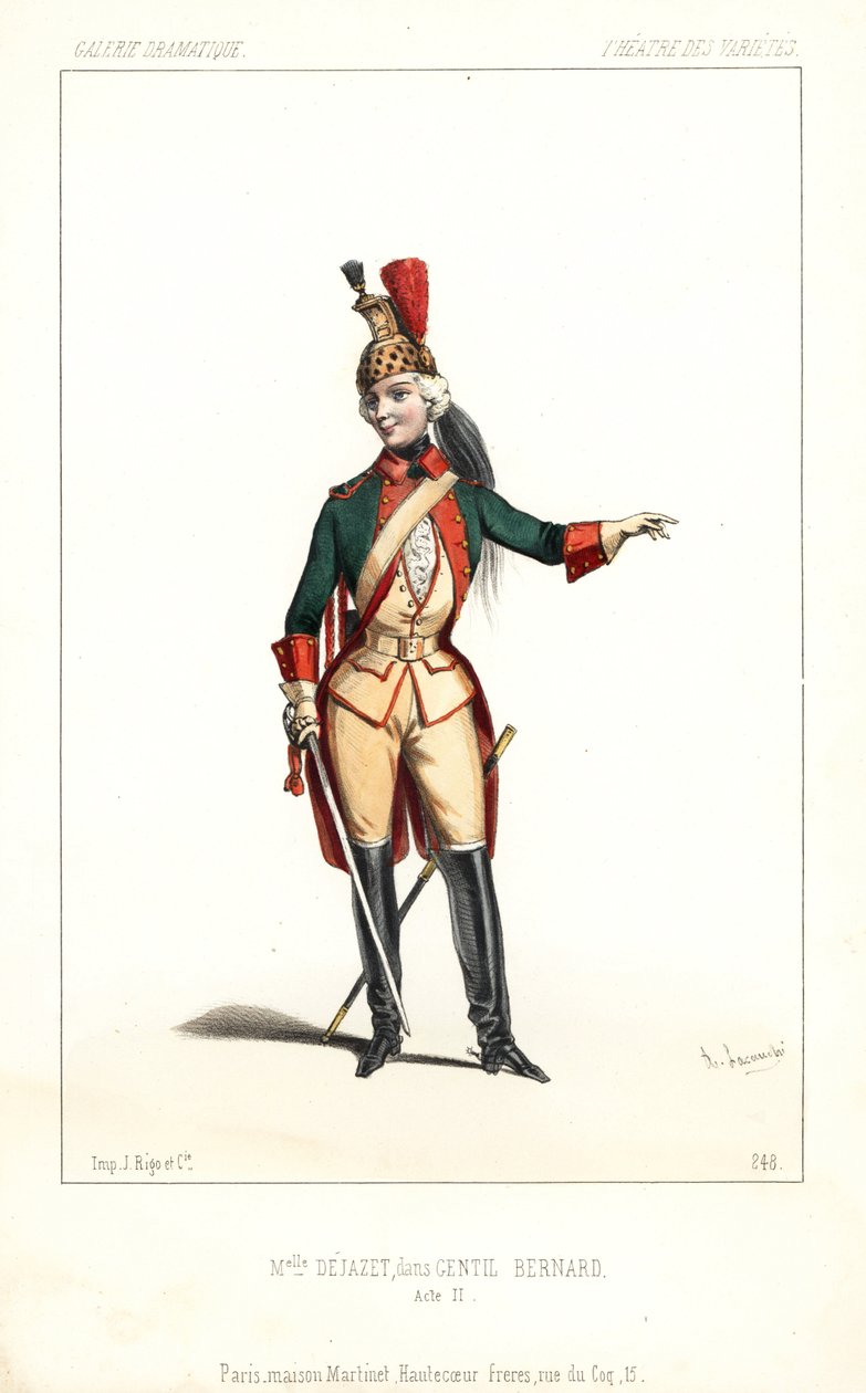 Englische Schauspielerin Pauline Virginie Dejazet als Gentil Bernard, ou L