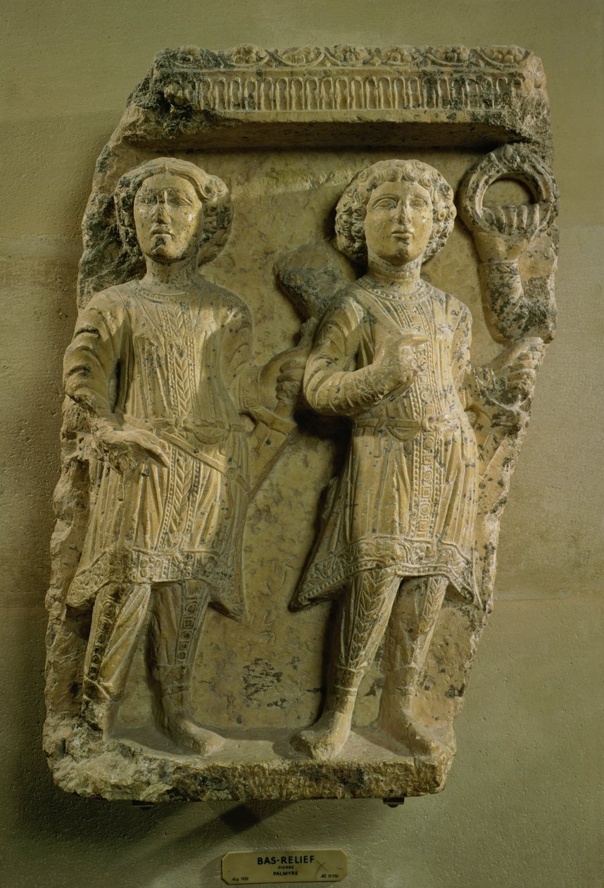 Fragment einer Basrelief-Plakette, zwei Soldaten darstellend, aus Palmyra, 2. Jahrhundert von Unbekannt