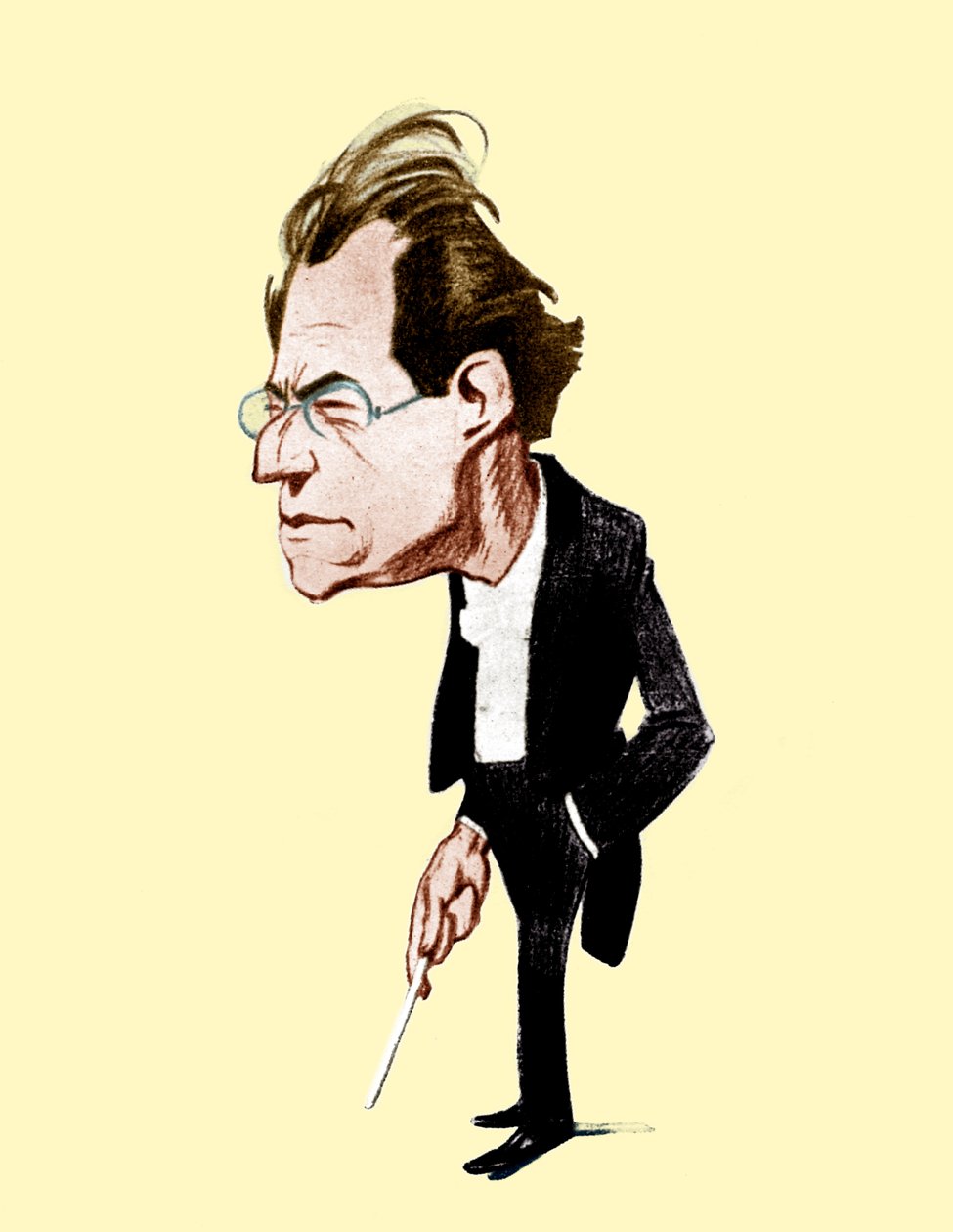 Gustav Mahler. Karikatur von Oscar Garvens, österreichischer Komponist, 7. Juli 1860 - 18. Mai 1911. Oscar Garvens 1874-1951 von Unbekannt