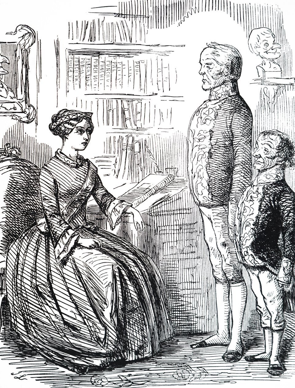 Henry John Temple, 3. Viscount Palmerston übergibt Königin Victoria seinen Rücktritt von Unbekannter Künstler
