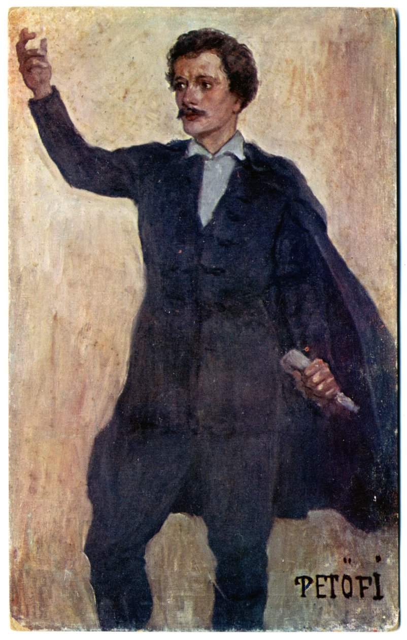 Geschichte. Ungarn. Der Dichter und Revolutionär Sandor Petofi. Postkarte, Ungarn, ca. 1920 von Unbekannter Künstler