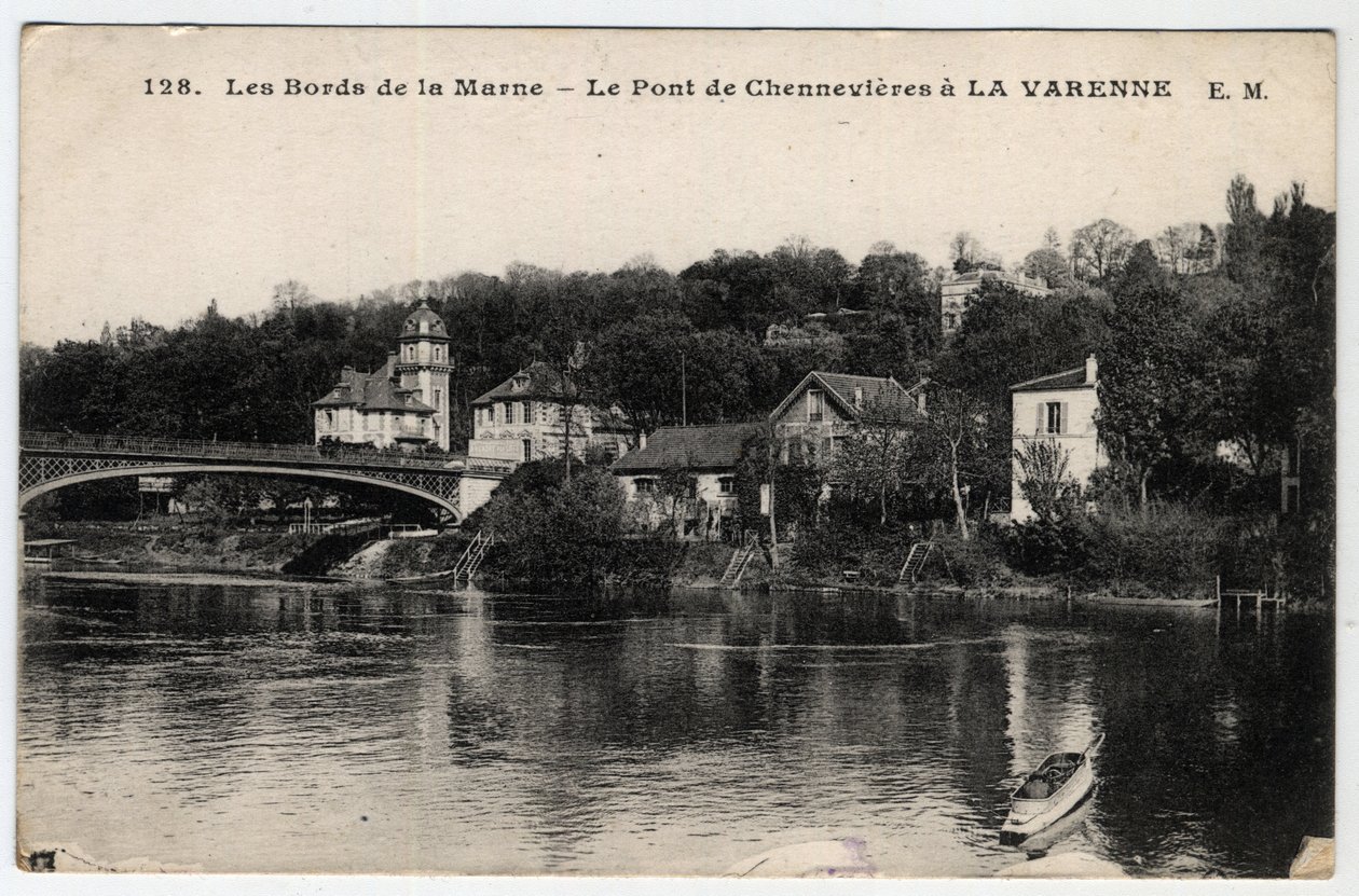 Ile de France, Val de Marne (94), La Varenne: die Ufer der Marne und die Brücke von Chennevieres, mit dem Schloss des Rets - Postkarte datiert 1910-1919 von Unbekannt