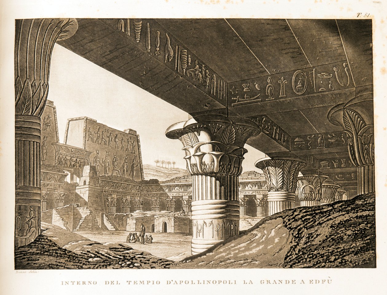 Innere Ansicht des Tempels von Apollinopolis in Edfu, Ägypten - Illustration aus dem Atlas von Ägypten von Unbekannter Künstler