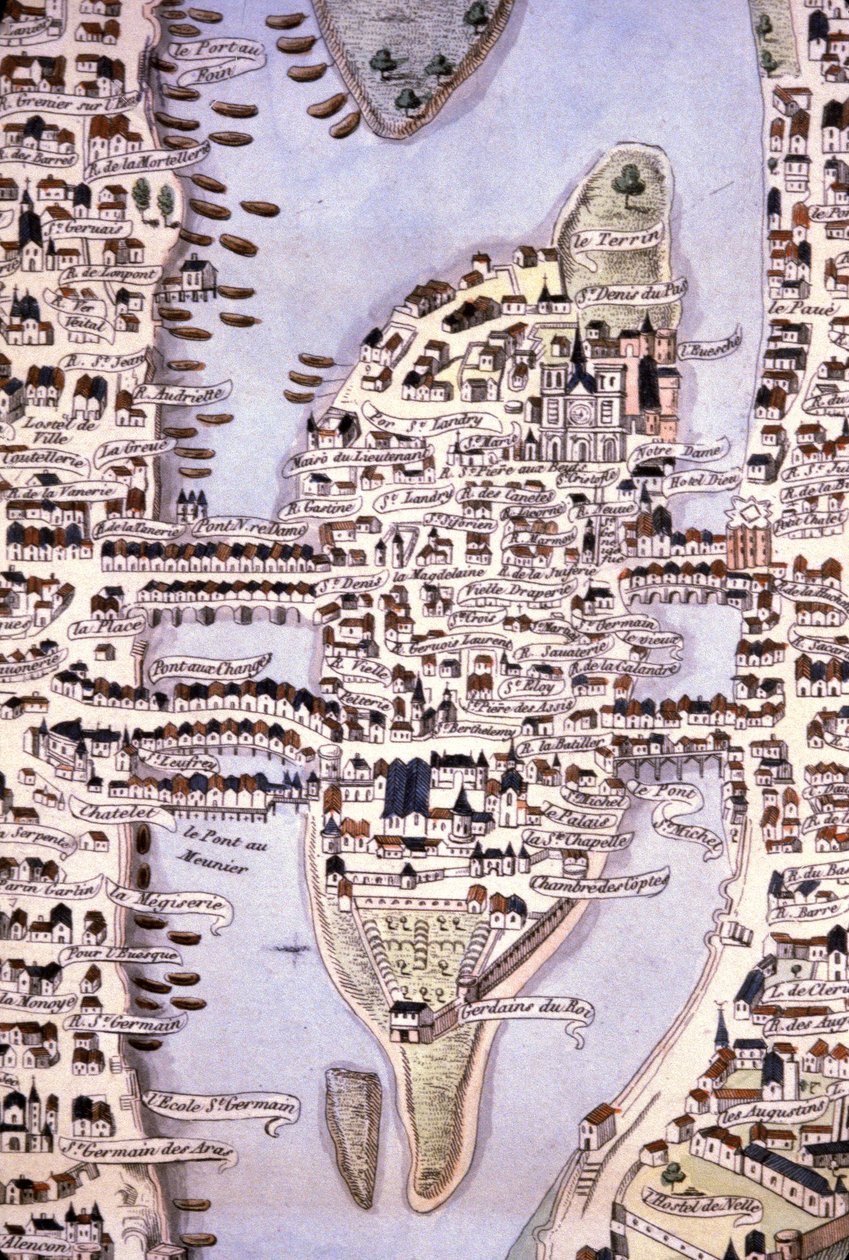 Karte der Île de la Cité, Paris, ca. 1540 (Gravur) von Unbekannter Künstler