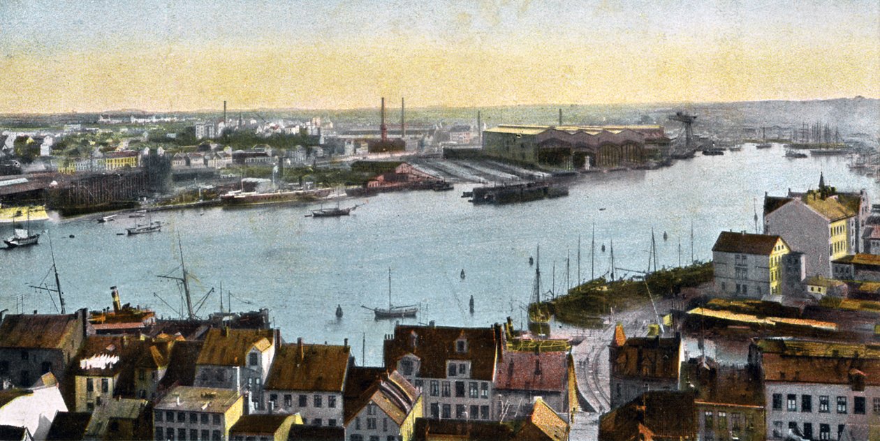 Kiel, Deutschland - Blick auf die Werft von der Nicolaikirche von Unbekannter Künstler