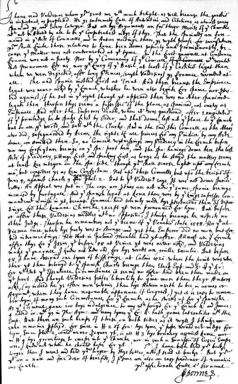 Brief von John Donne an Sir Robert Cotton, in dem er eine Kopie der Abhandlung 