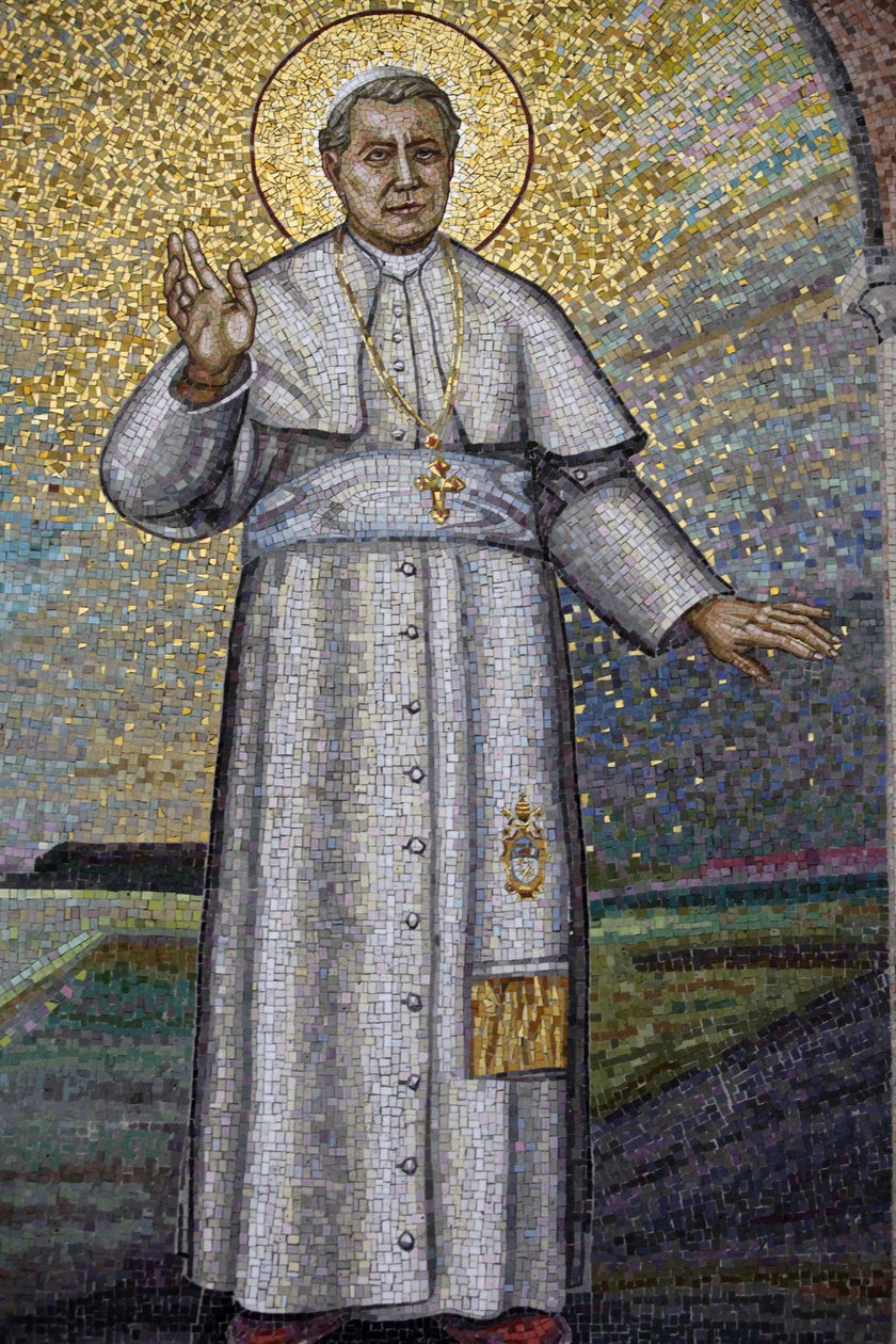 Madonna della Scala Benediktinerabtei, Noci, Apulien Mosaik darstellend Papst Pius X., Noci, Italien von Unbekannt