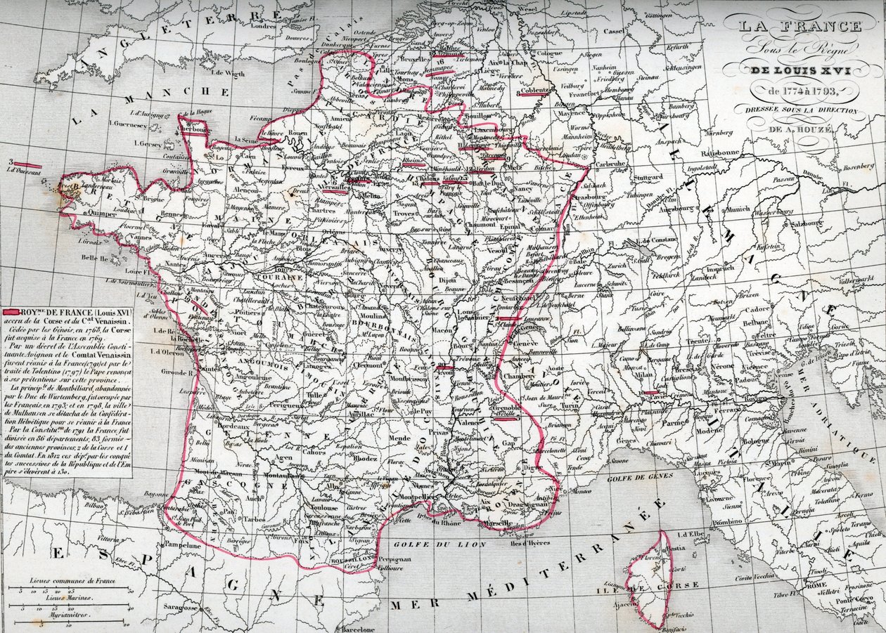 Karte von Frankreich unter der Herrschaft von König Ludwig XVI. von 1774 bis 1793 (aus Atlas Universel von Houze) von Unbekannter Künstler