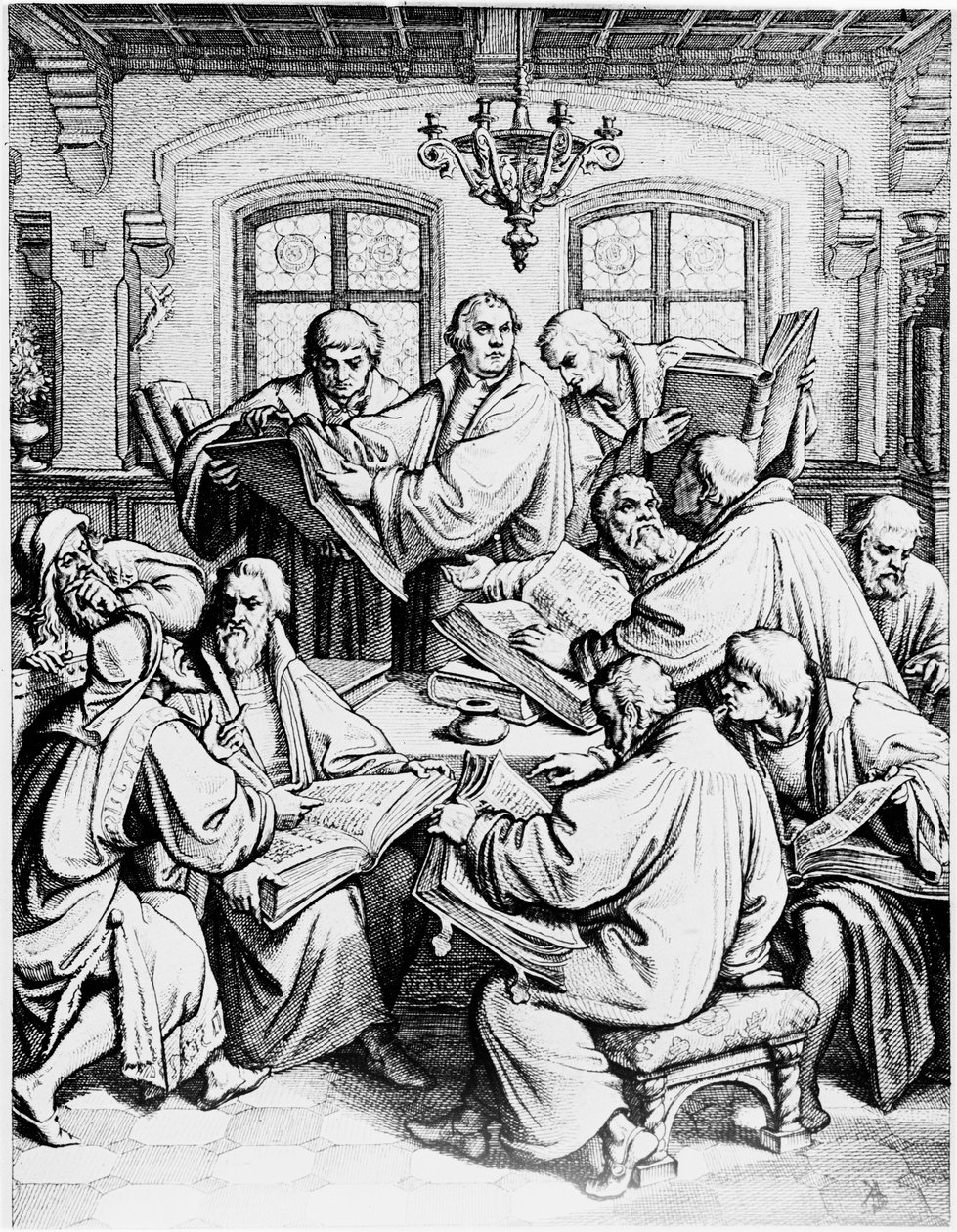 Martin Luther übersetzt die Heilige Bibel aus dem Lateinischen ins Deutsche von Unbekannter Künstler